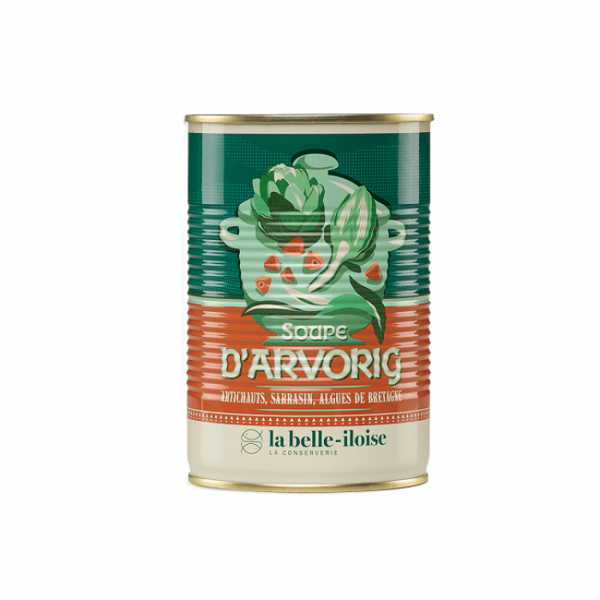 A flavorful canned soup from La Belle-Iloise featuring artichokes, buckwheat, and Brittany seaweed, packed with coastal flavors