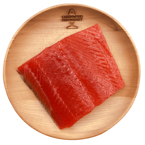 Wild sockeye salmon fillet, rich in colour and flavour, perfect for grilling.