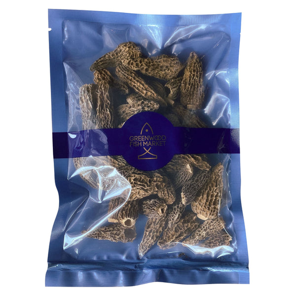 Earthy morel mushrooms, ideal for soups or sauces.