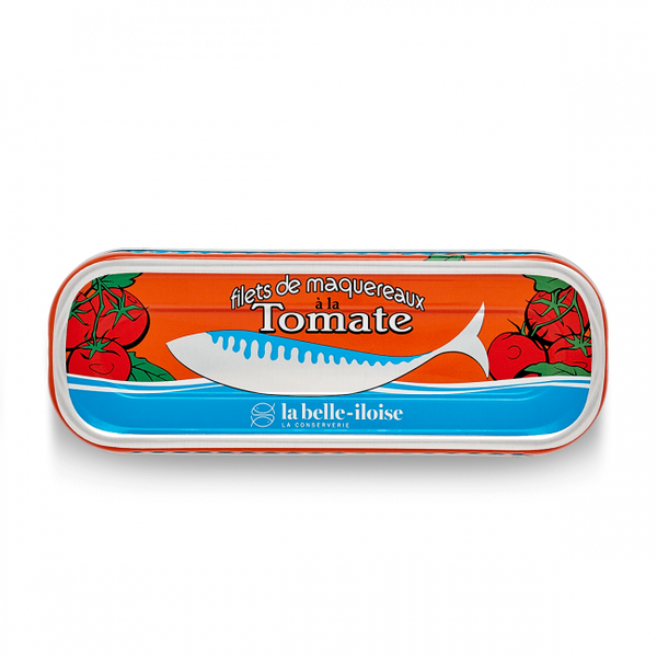 Tinned mackerel fillets with a rich tomato sauce, perfect for sandwiches or on toast. From the French La Belle-Iloise cannery.