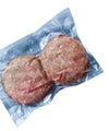 Frozen 400g pack of GFM Angus burger patties, ready for a BBQ or quick dinner.