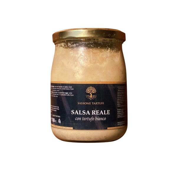 Creamy white truffle sauce from Sassone Tartufi, great for gourmet meals.